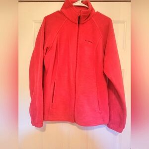 Columbia  Fleece Full Zip Womens Size Large Jacket Pink Mock Collar Pockets